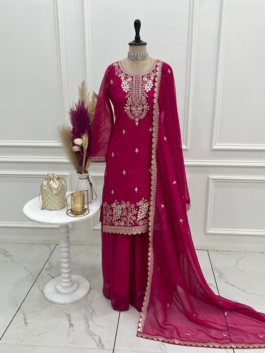 Pure soft silk fabric sharara set