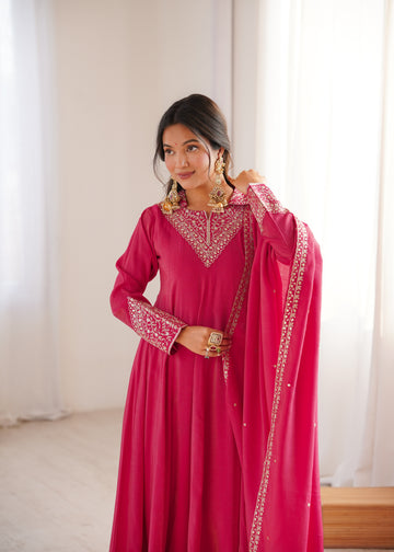 Premium quality silk fabric Anarkali set