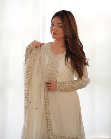 Beautiful chinon silk fabric kurta set