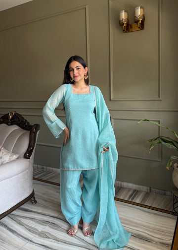 NEW EID 🌙 SPECIAL FARSHI SALWAR SUIT  SILK FABRIC ,TOP WITH DUPPTA SET