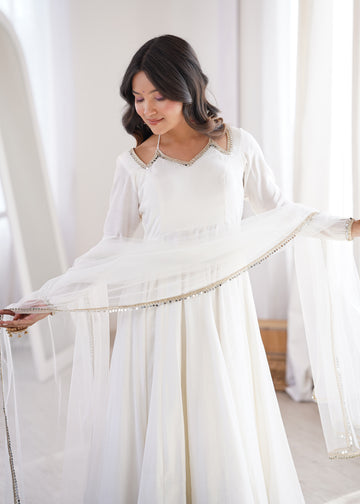 Pure chanderi fabric Anarkali set