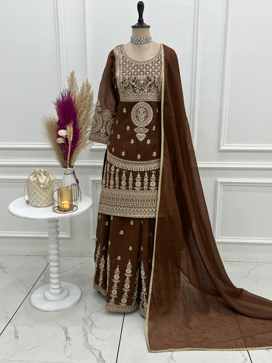 Pure soft silk fabric sharara set