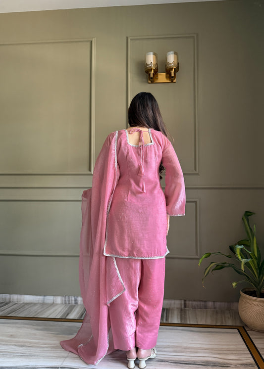 NEW EID 🌙 SPECIAL FARSHI SALWAR SUIT SILK FABRIC TOP WITH DUPPTA SET