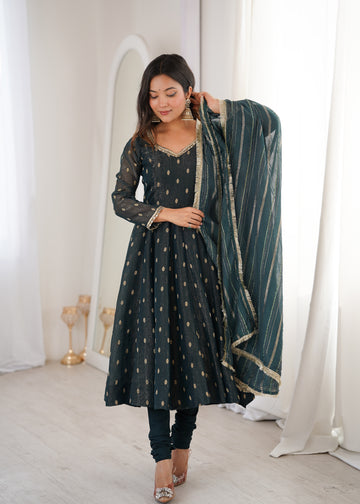 Elegant Designer Anarkali Three Piece Set