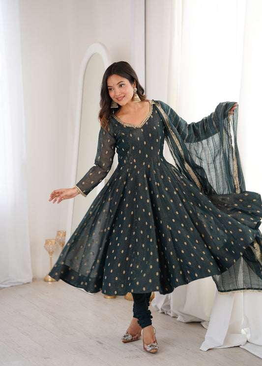 Elegant Designer Anarkali Three Piece Set