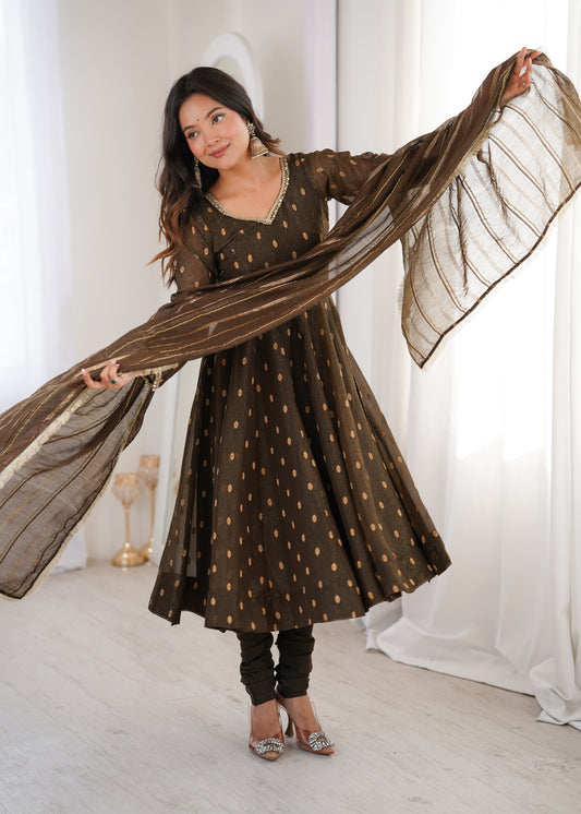 Premium Designer Anarkali Three Piece Set