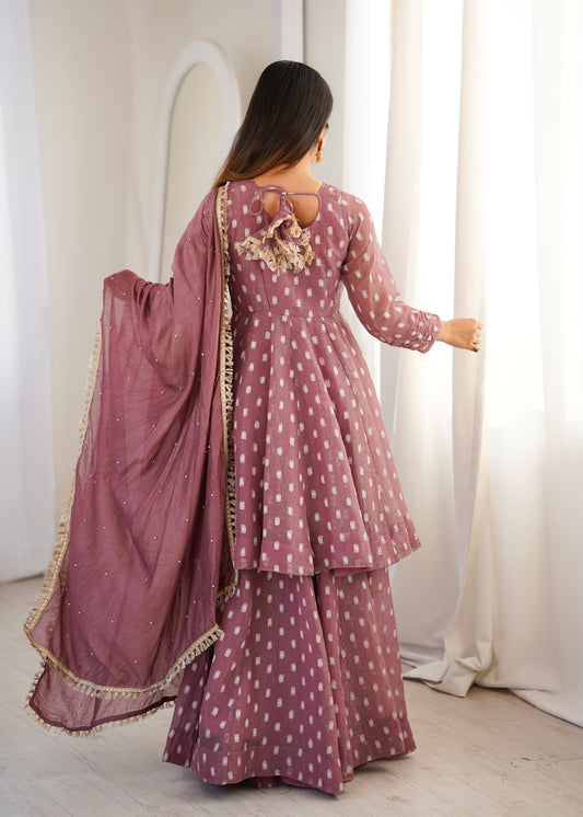 Elegant Designer summer wear silk Three piece sharara set