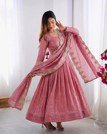 Elegant Embroidered Sequence Designer Anarkali Three Piece Set